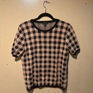 Ann Taylor Black and Tan Plaid Sweater